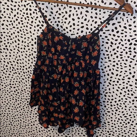 Floral print asymmetrical spaghetti strap tank - Picture 3 of 6